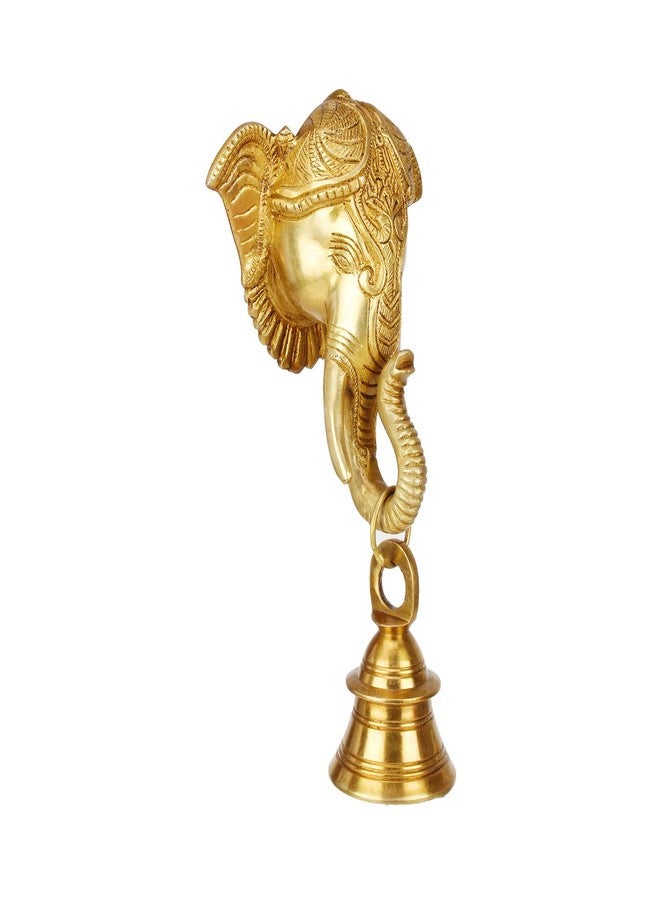 Kartique Brass Ganesha Brass Bell Hanging on Trunk (Gold) - Image 1